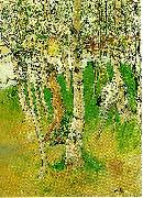 Carl Larsson ulf en naken pojke mellan bjorkstammar-ulf badar pa bullerholmen Sweden oil painting artist